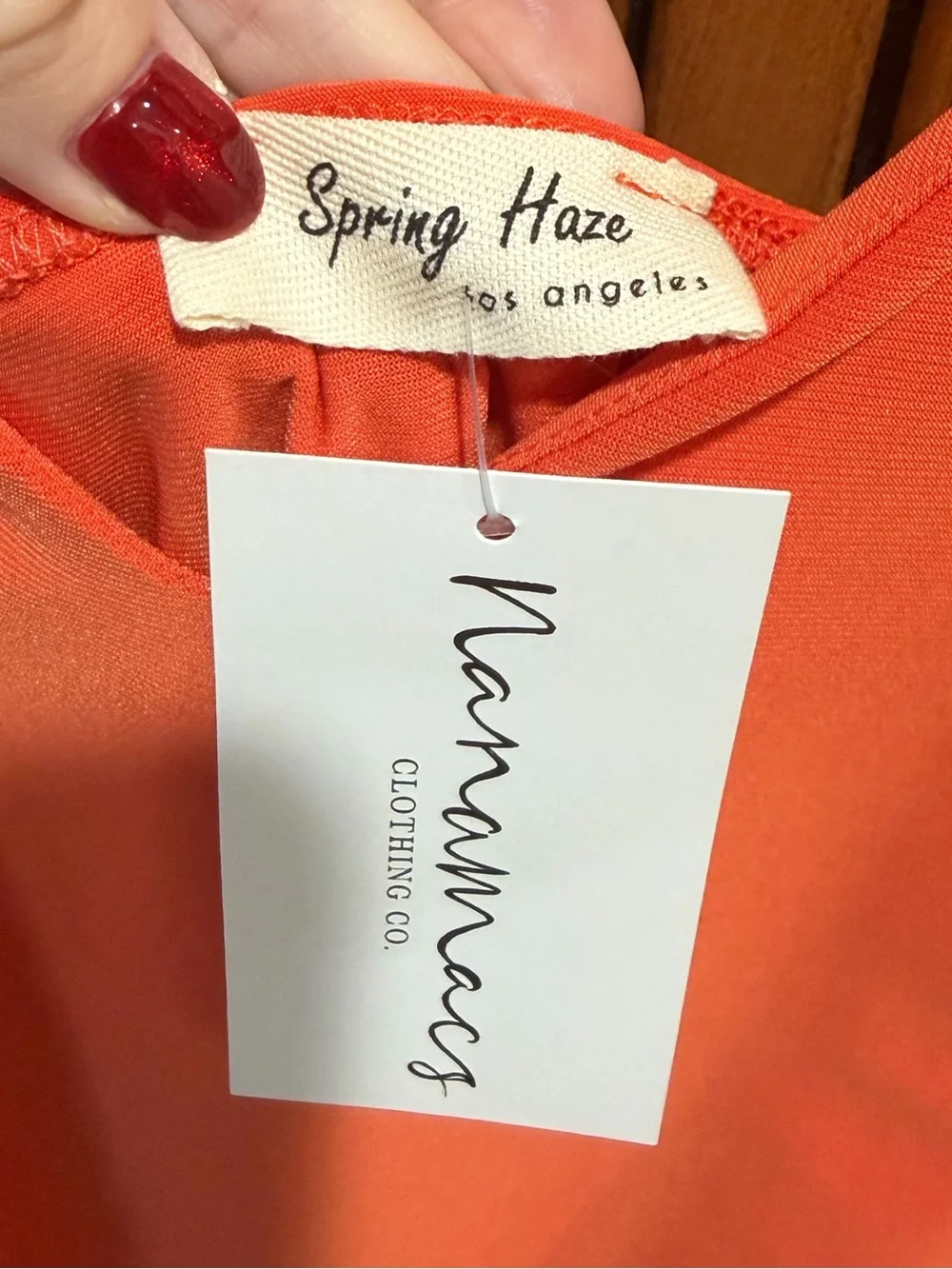 NanaMacs Vibrant Orange Spaghetti-Strap Mini Dress